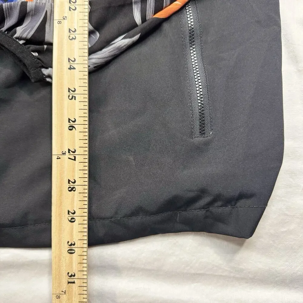 First On Tour XL Golf Windbreaker Pullover 1/4 Zip Tropical Print Jacket Black